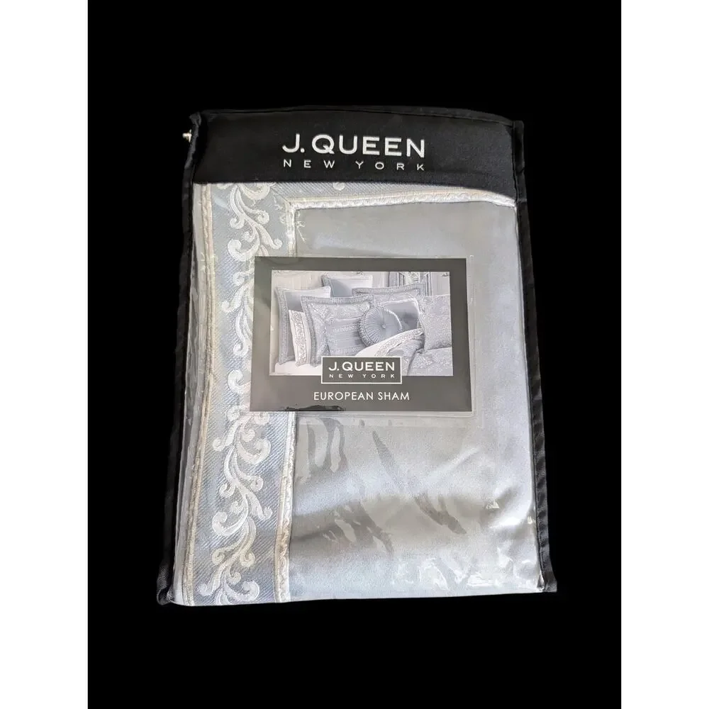 J Queen New York Sondra Powder Blue Euro Sham New Open 26x26 Square Cover $84